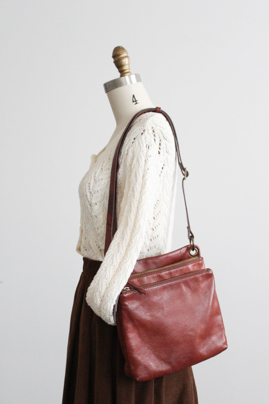 saddlebrown leather shoulder bag