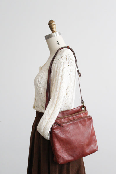 saddlebrown leather shoulder bag