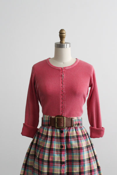 rose quartz waffle knit tee