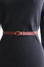 skinny oxblood leather belt