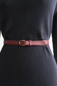 skinny oxblood leather belt