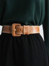 wide honey leather belt