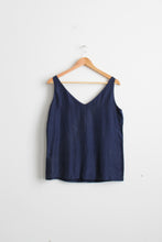 navy silk tank