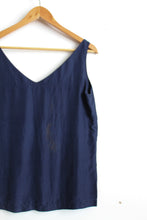 navy silk tank