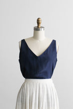 navy silk tank