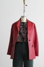poppy red cutout leather jacket (m)