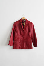 poppy red cutout leather jacket (m)
