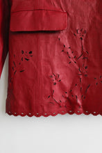 poppy red cutout leather jacket (m)