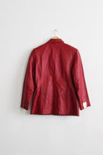 poppy red cutout leather jacket (m)