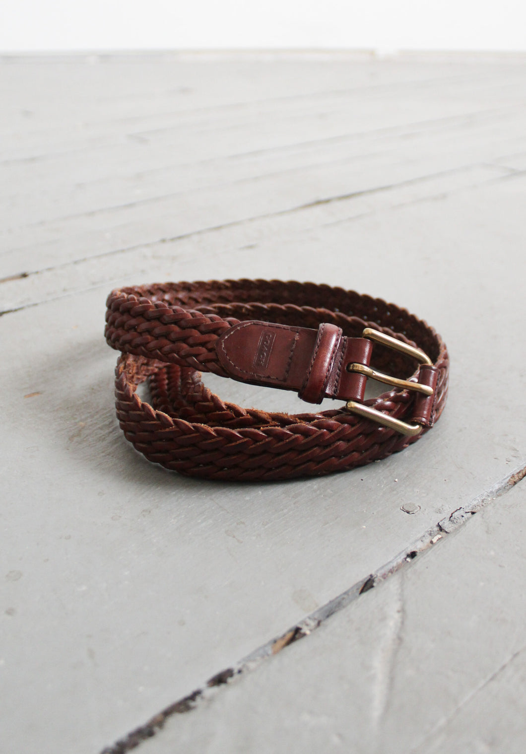 coach braided leather belt