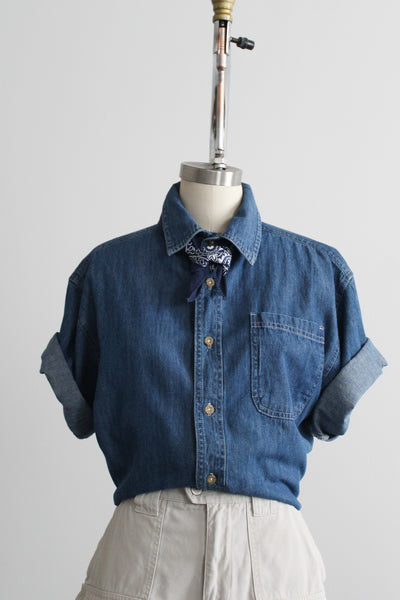 dark lagoon denim button up
