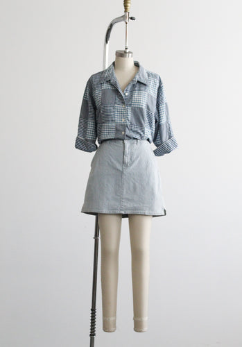 blueberry gingham skort