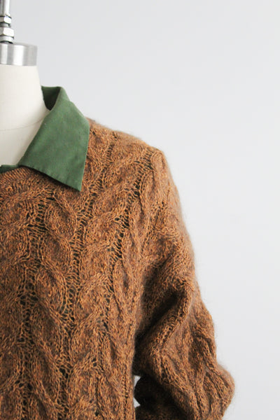 sunglow cable knit mohair pullover