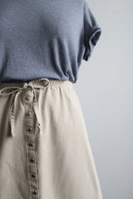 almond cotton button front midi skirt