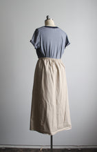 almond cotton button front midi skirt
