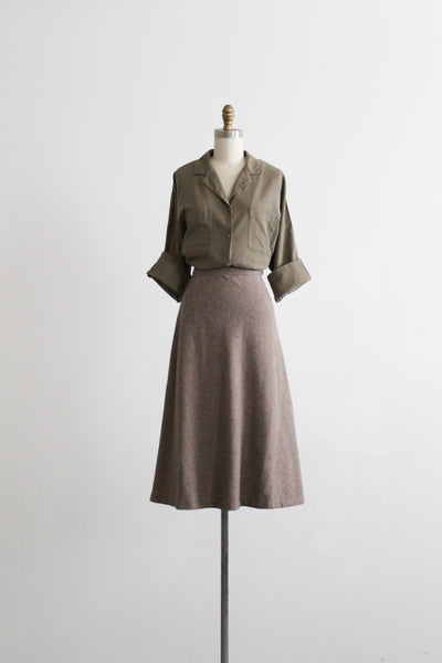chestnut wool midi skirt (m)