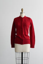 carmine cable knit button up