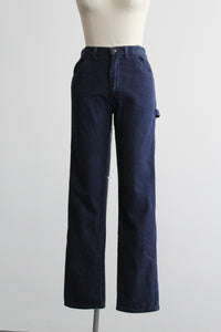 red stripe indigo mom jeans
