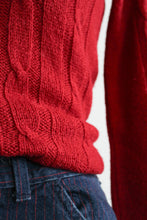 carmine cable knit button up