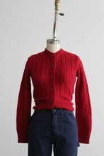 carmine cable knit button up