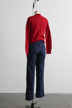carmine cable knit button up
