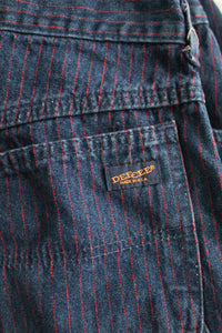 red stripe indigo mom jeans