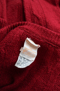 carmine cable knit button up