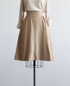 camel wool midi skirt