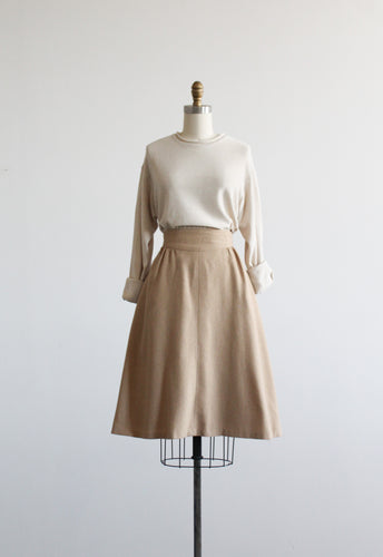 camel wool midi skirt