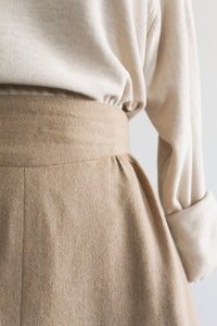 camel wool midi skirt