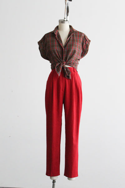 tomato linen trousers