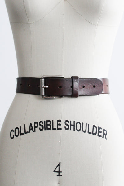 wide walnut leather belt (l)