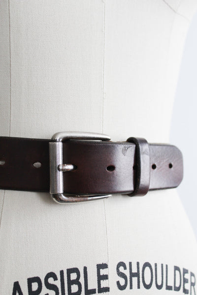 wide walnut leather belt (l)