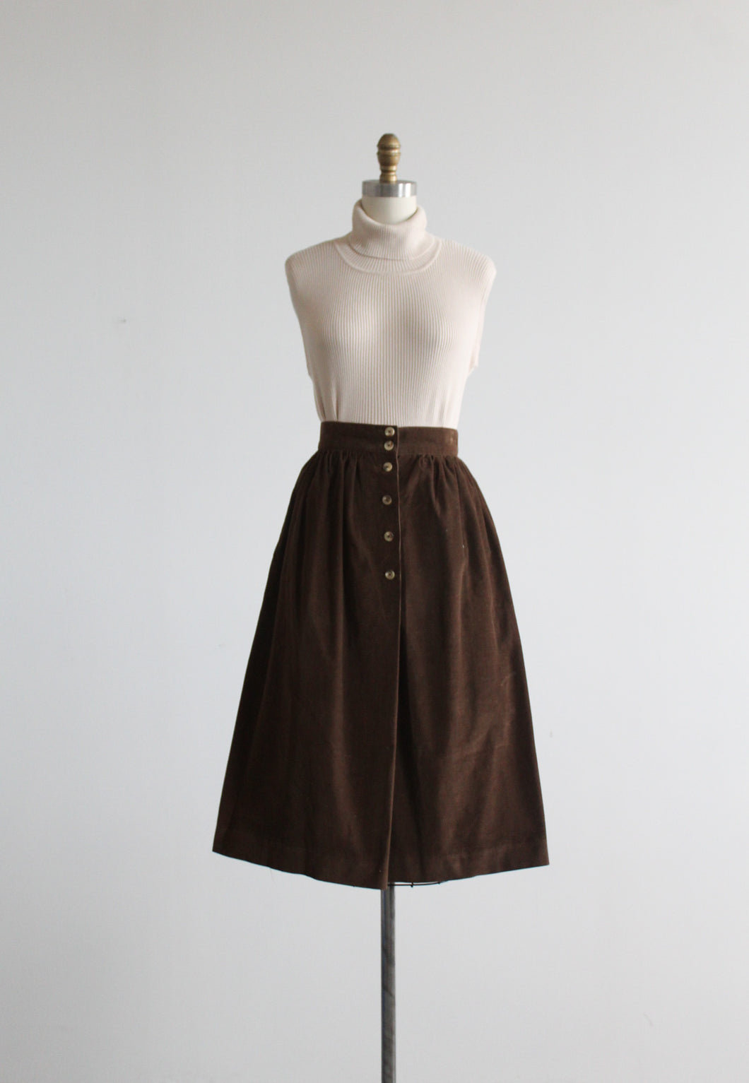 espresso corduroy skirt