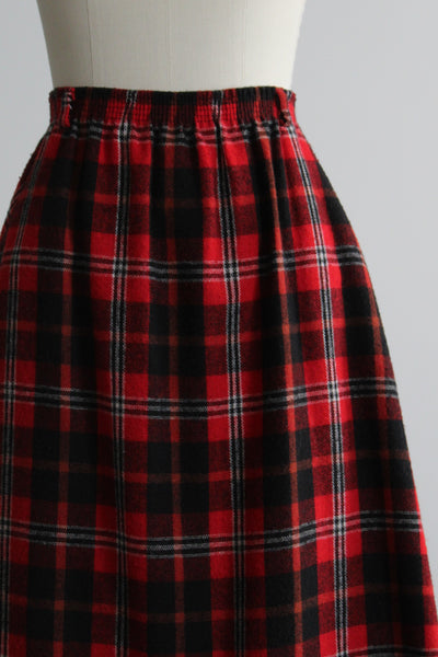 fireside plaid wool skirt