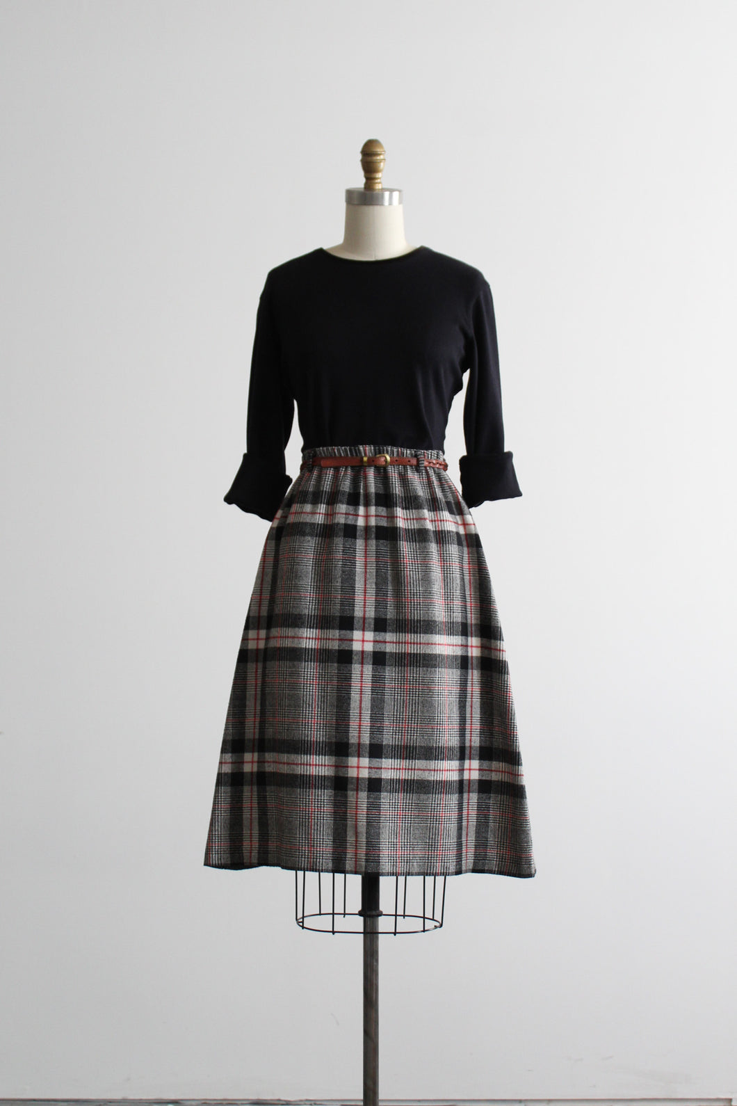 card catalog wool midi skirt
