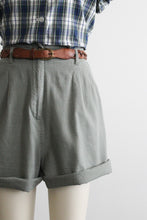 sage leaf linen shorts