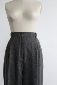 high waisted charcoal wool trousers