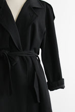 archivist black wool trench