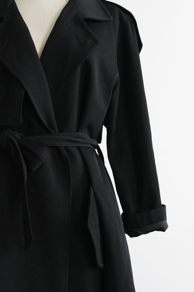 archivist black wool trench