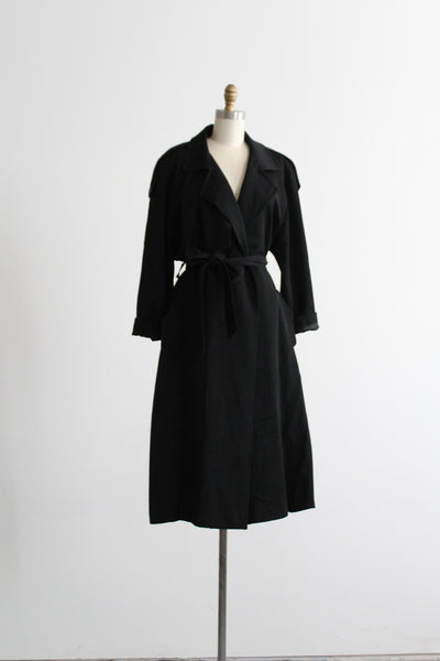 archivist black wool trench