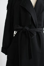 archivist black wool trench