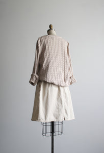 ecru cotton button front skirt