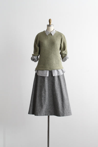 pewter cotton midi skirt