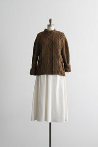 bone linen midi skirt