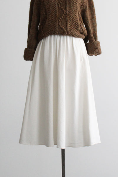 bone linen midi skirt