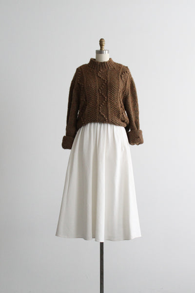 bone linen midi skirt