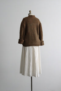 bone linen midi skirt