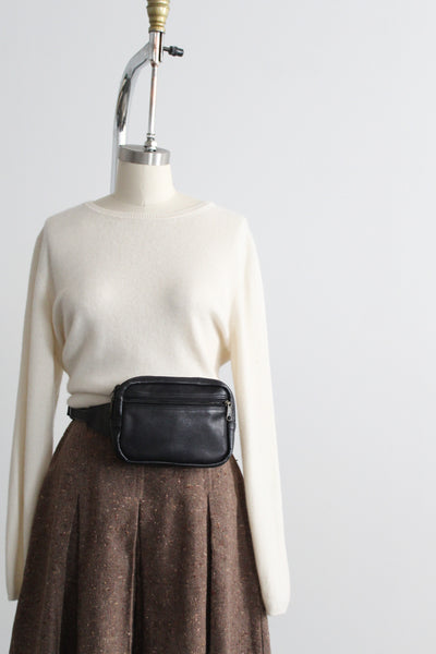 black leather belt bag
