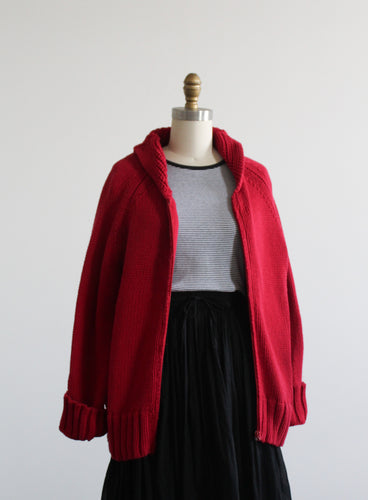 carmine cotton cardigan